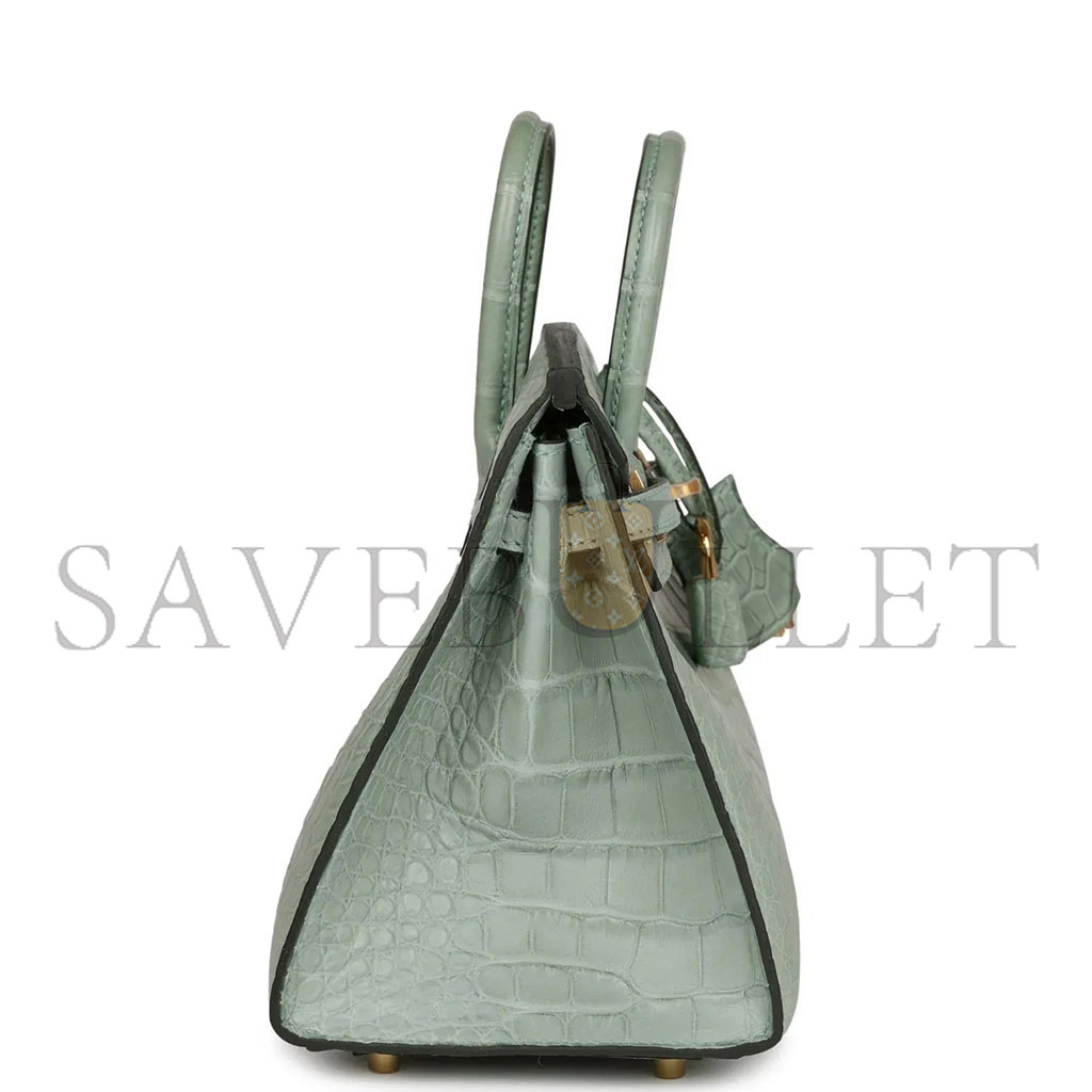 H**mes master birkin 20 crocodile leather mint green gold buckle h041350ck01 (20*15.5*11cm)